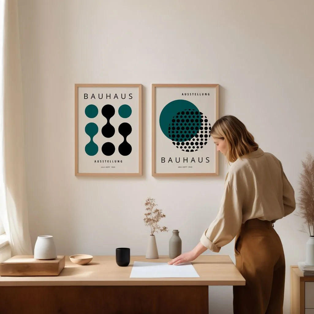 Bauhaus Black Green Posters Set of 2