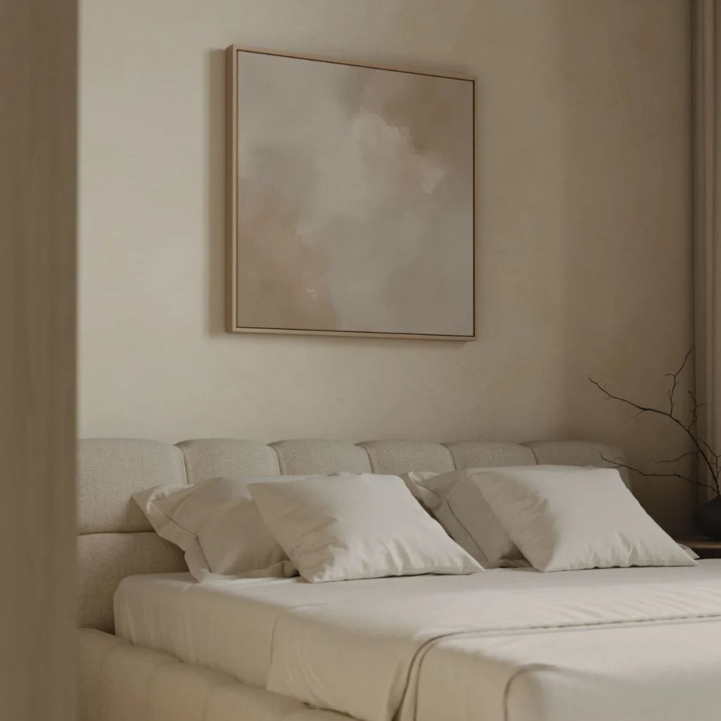 Framed Canvas Print Beige Abstract