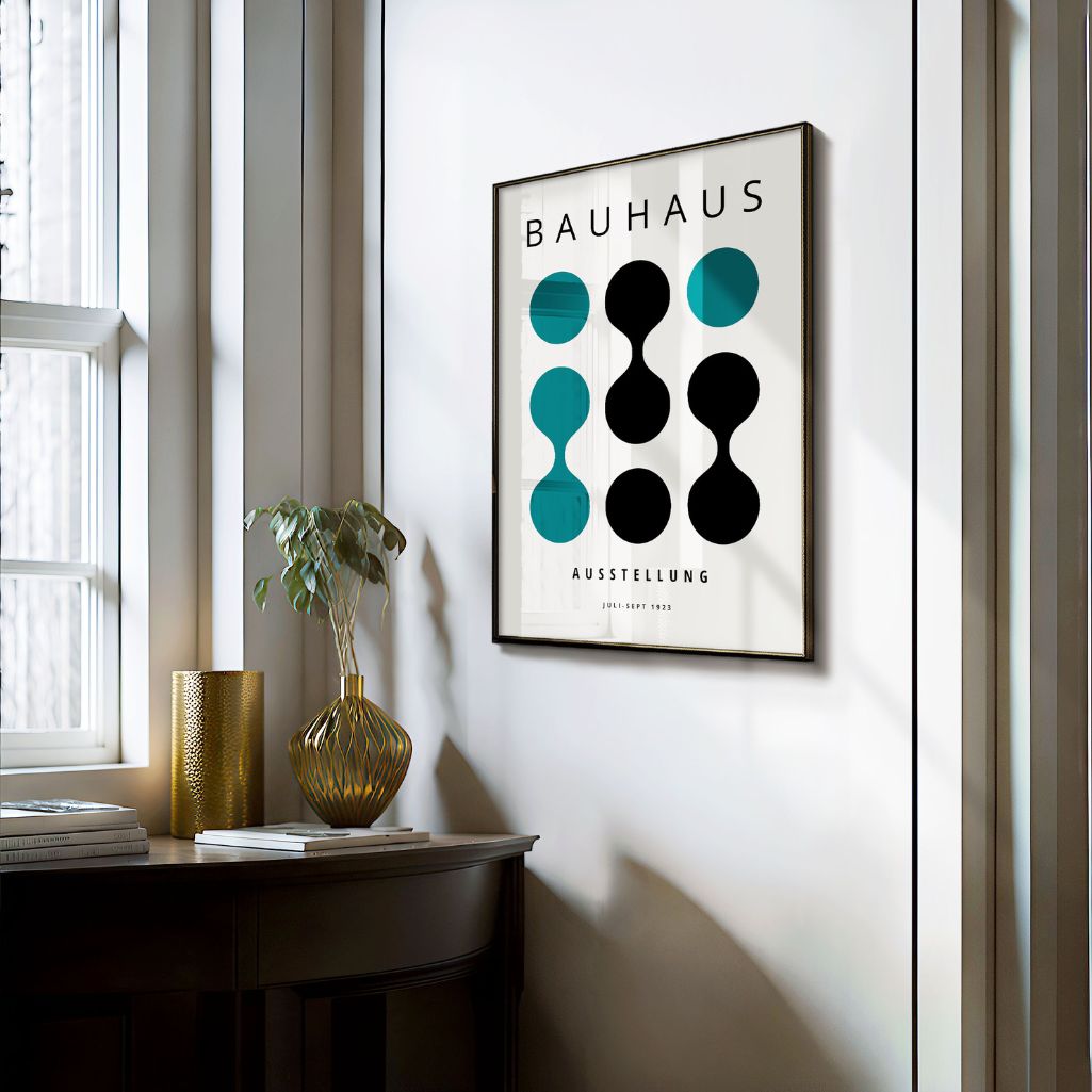 Bauhaus Turquoise & Black Composition Poster
