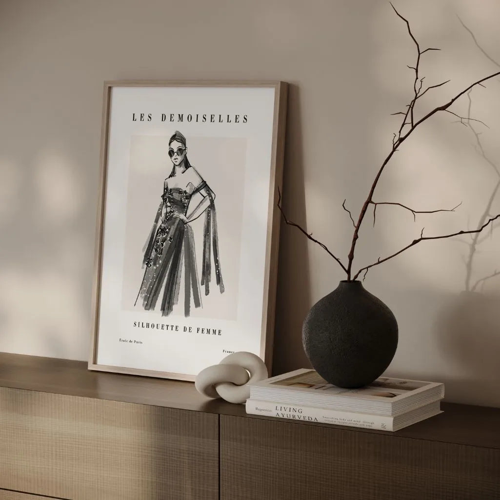 Line Art Parisian Lady Poster