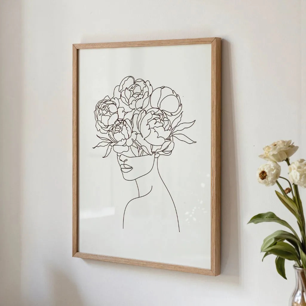Floral Thought Female Line Art Poster