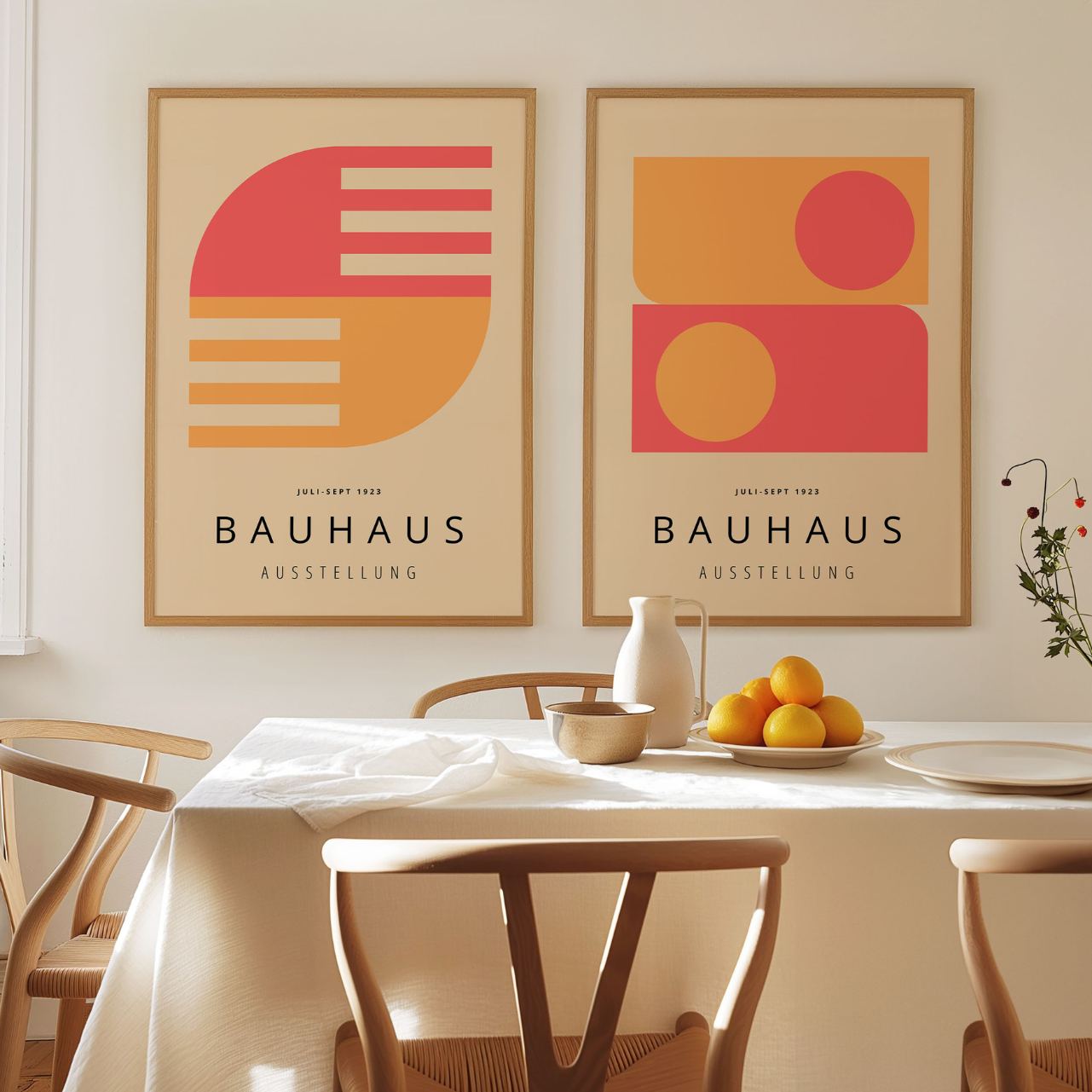 Bauhaus Pink and Yellow Poster Set of 2