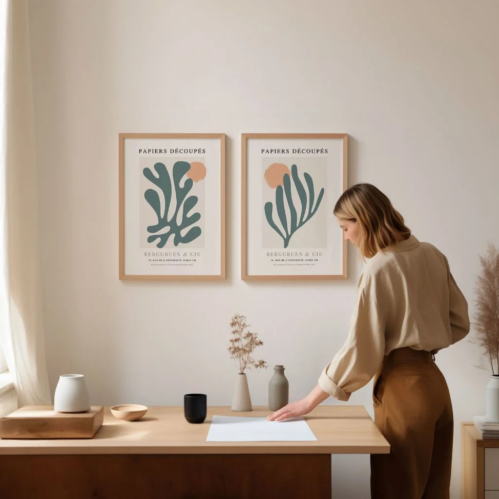 Henri Matisse Green Organic Shapes Poster Set of 2