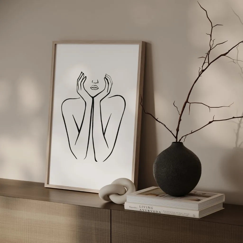 Thoughts in Silence Female Line Art Poster