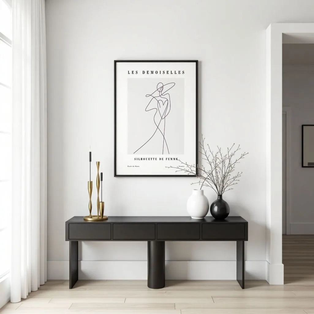 Line Art Dancing Figure Poster