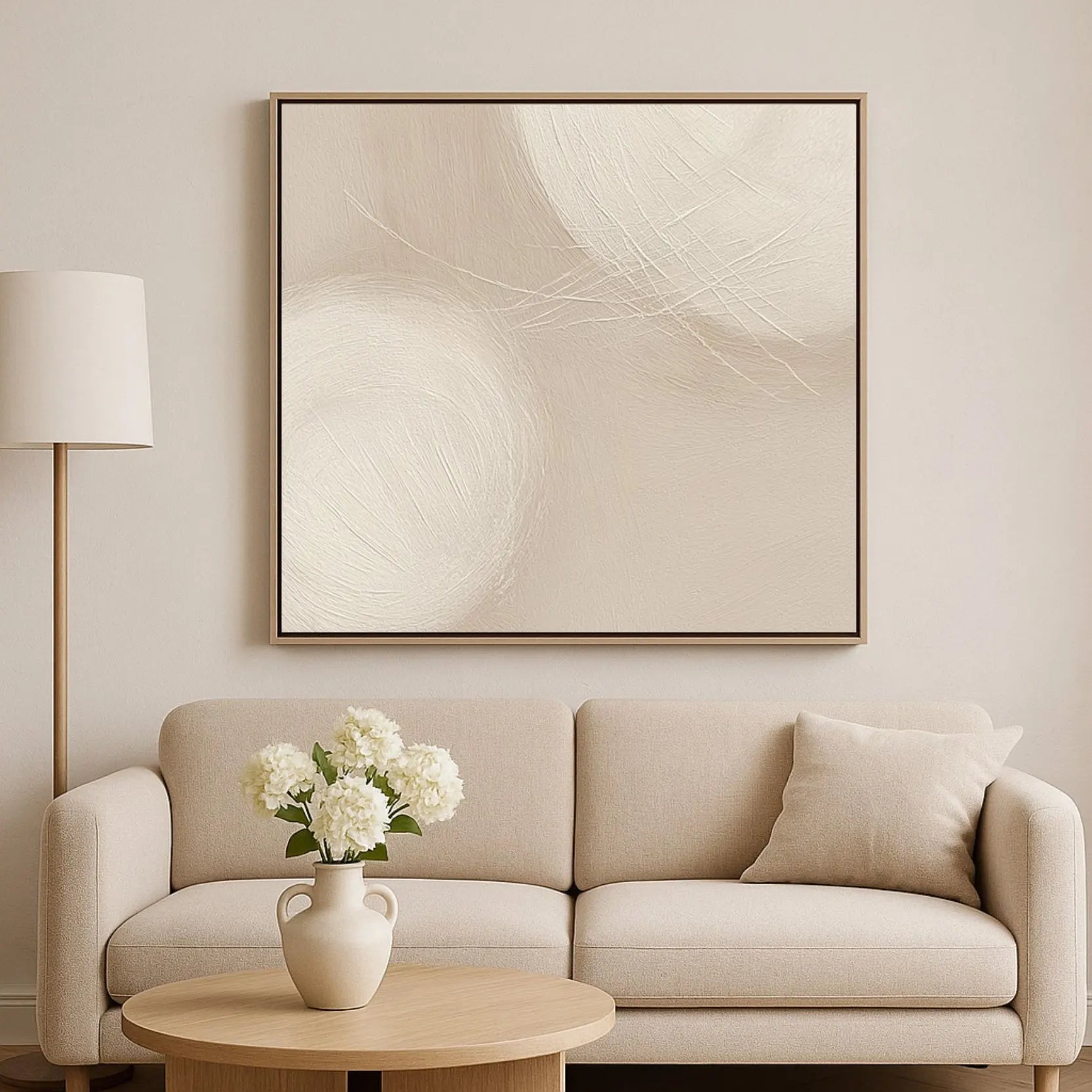 Framed Canvas Print Beige Harmony
