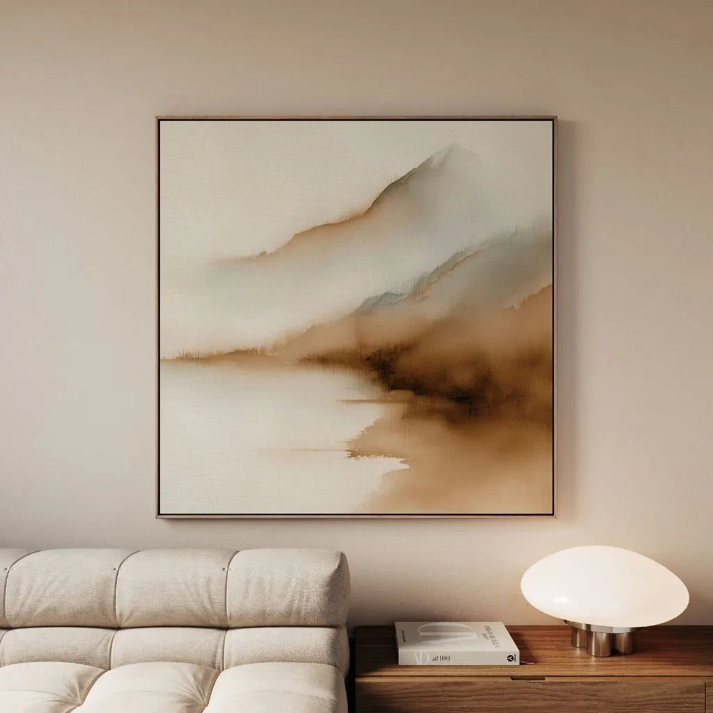 Framed Canvas Print Mist Over the Lake