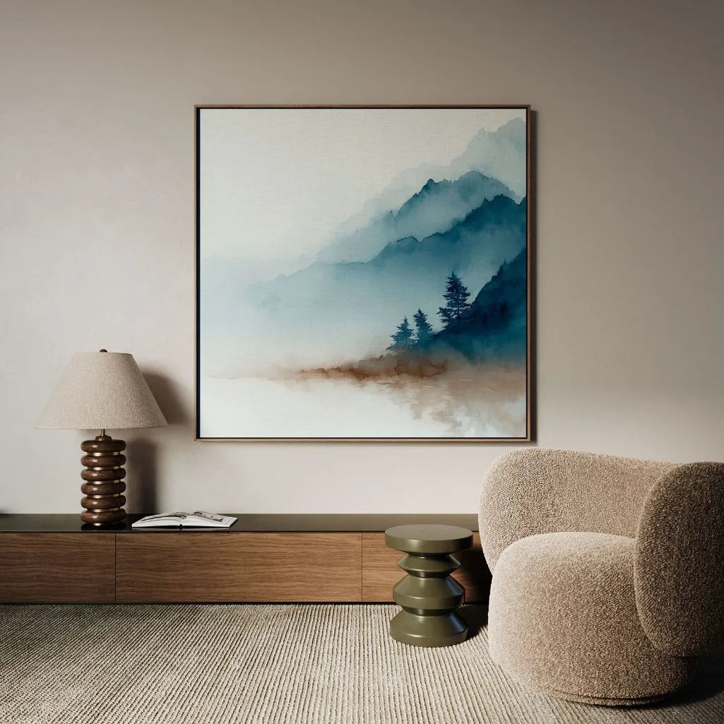 Framed Canvas Print Mist Over the Mountains