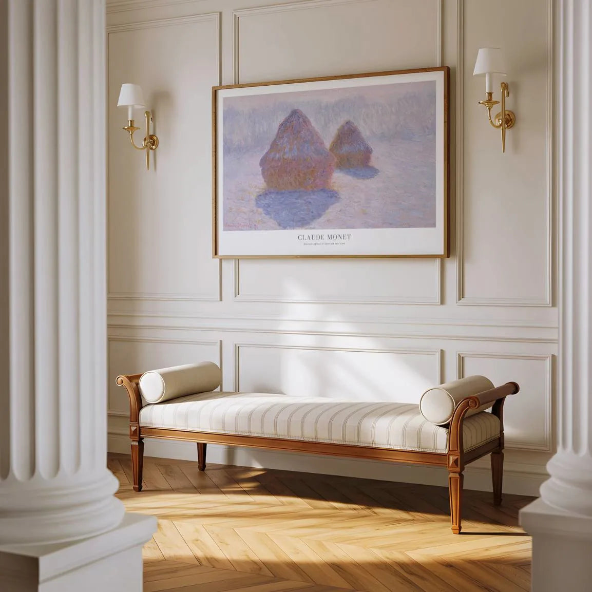 Claude Monet Haystacks Snow and Sun Poster