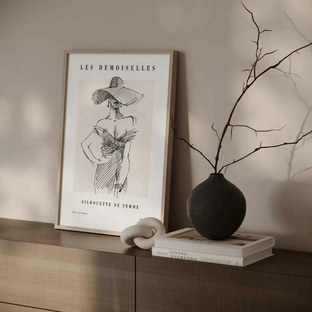 Line Art Woman in Hat Poster