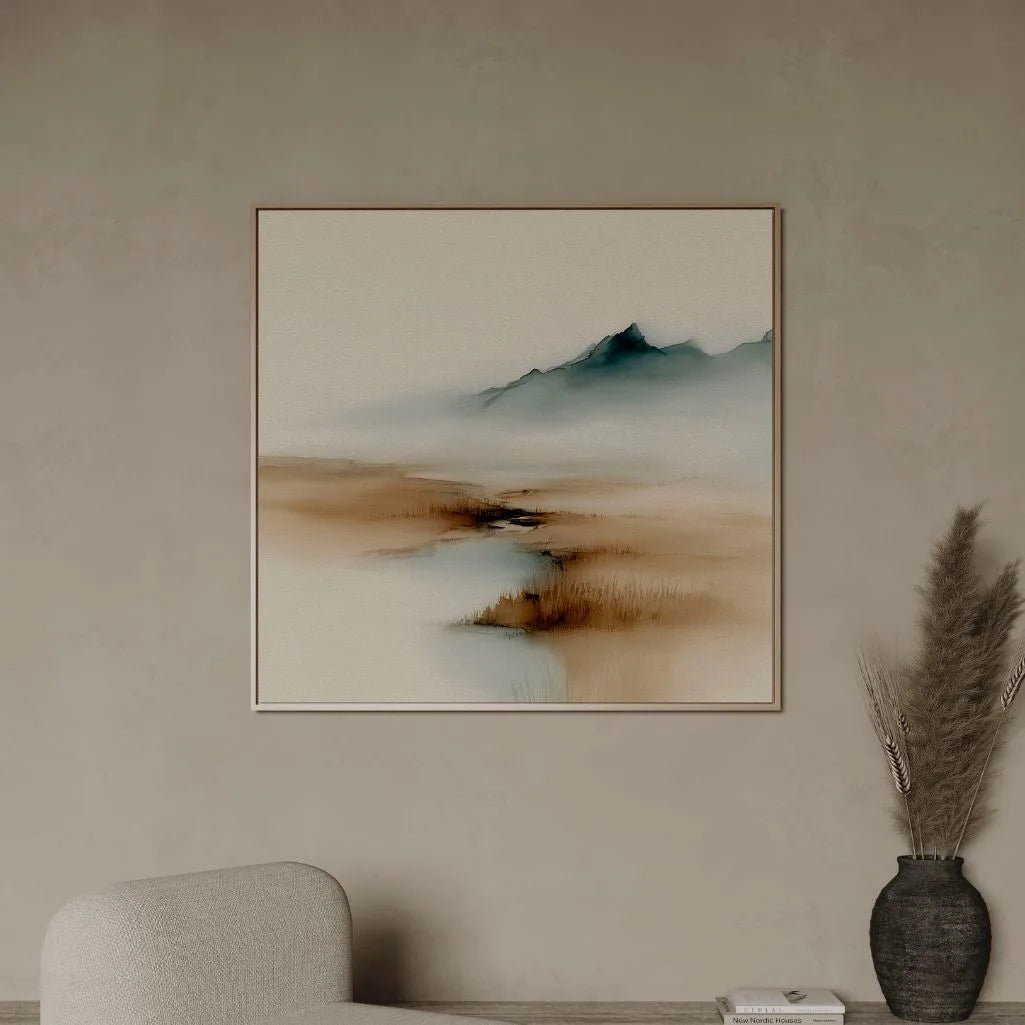Framed Canvas Print Beige and Blue Mist