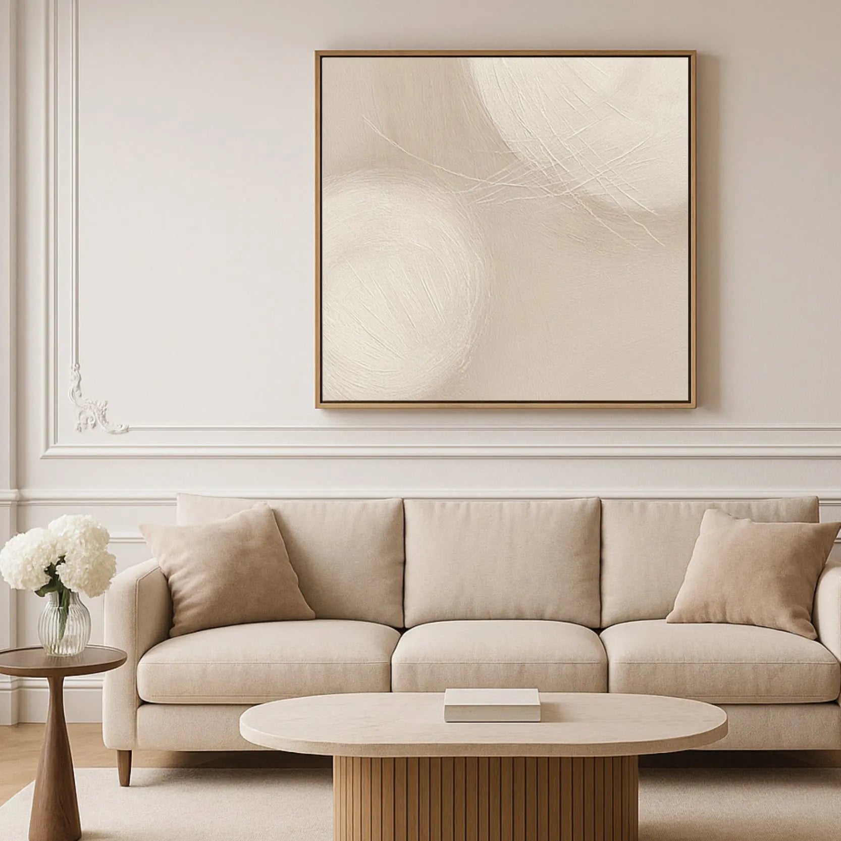 Framed Canvas Print Beige Harmony