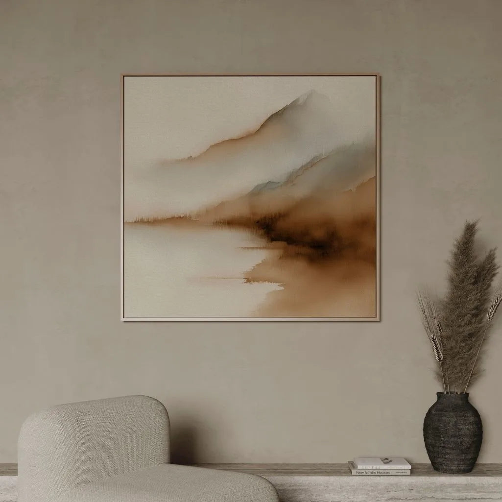 Framed Canvas Print Mist Over the Lake