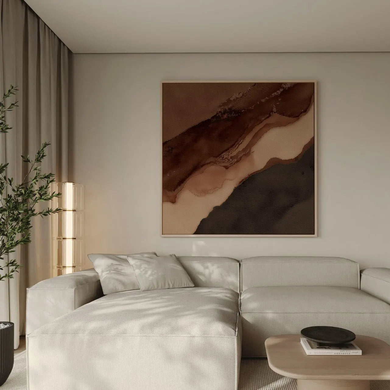 Framed Canvas Print Brown Current