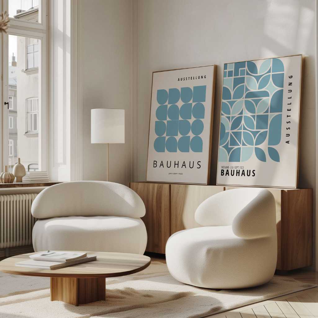 Bauhaus Blue Poster Set of 2