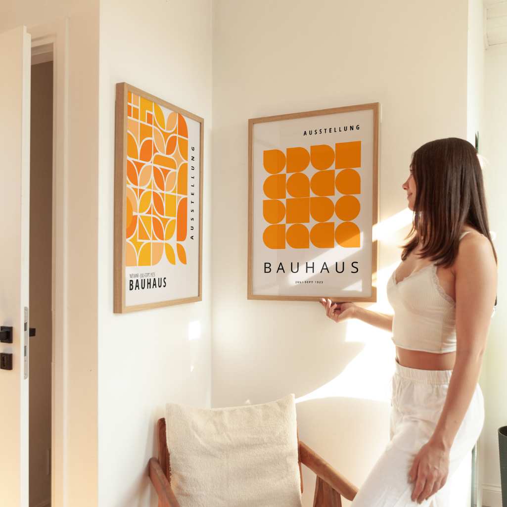 Bauhaus Orange Poster Set of 2