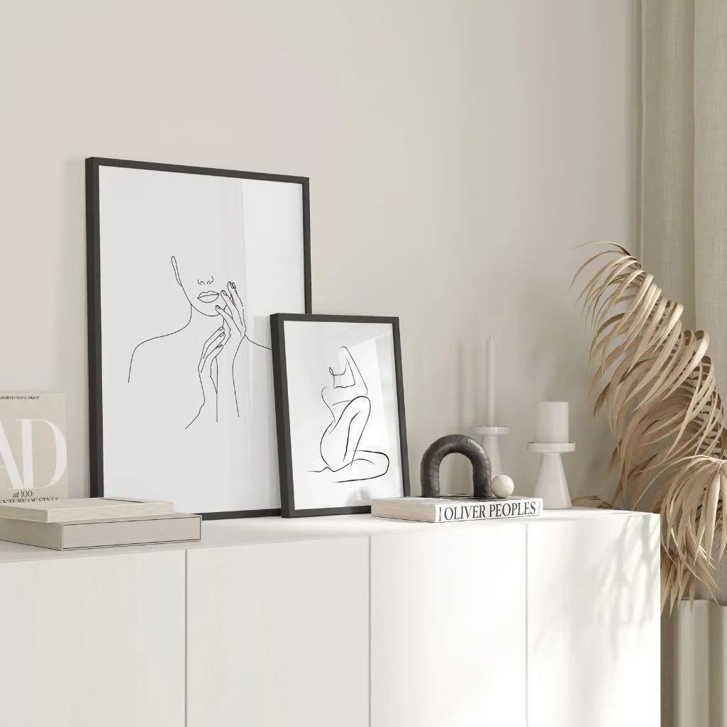 Touch of Silence Female Line Art Poster