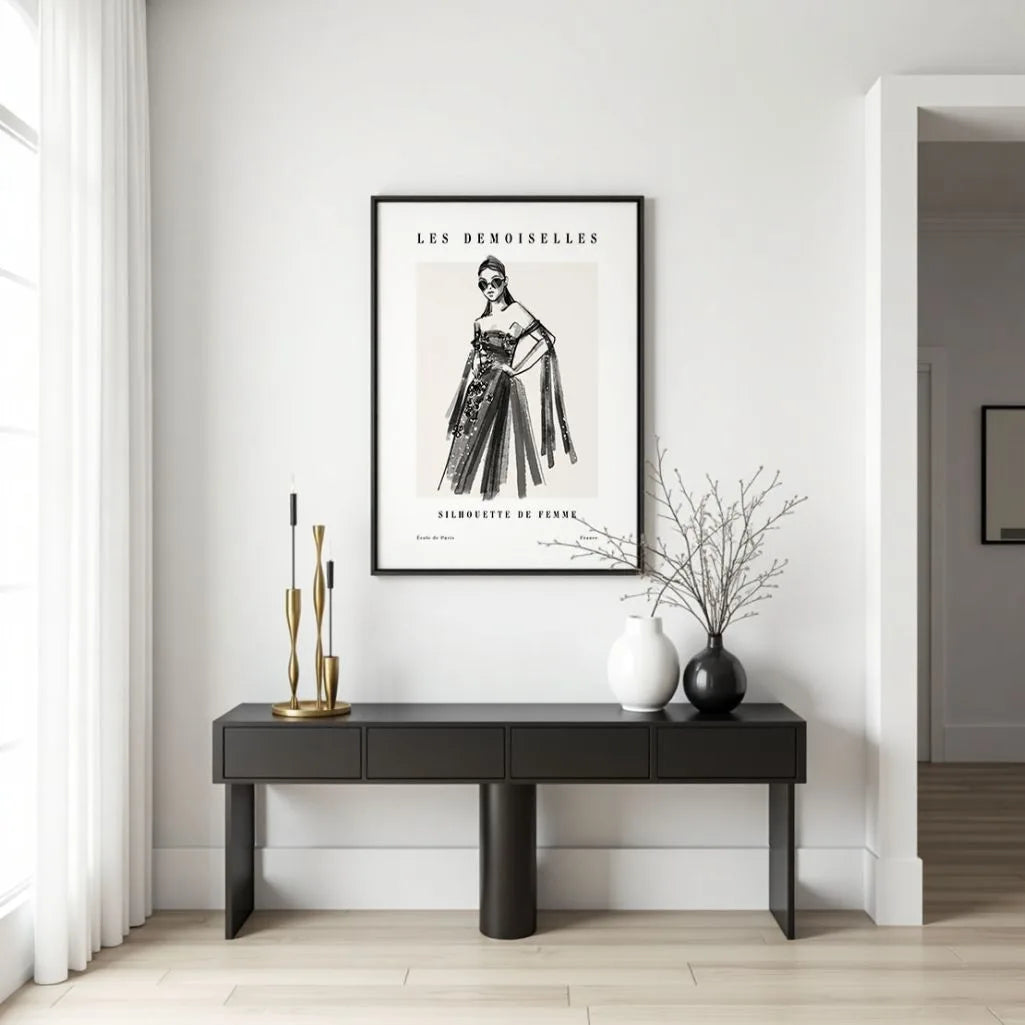 Line Art Parisian Lady Poster