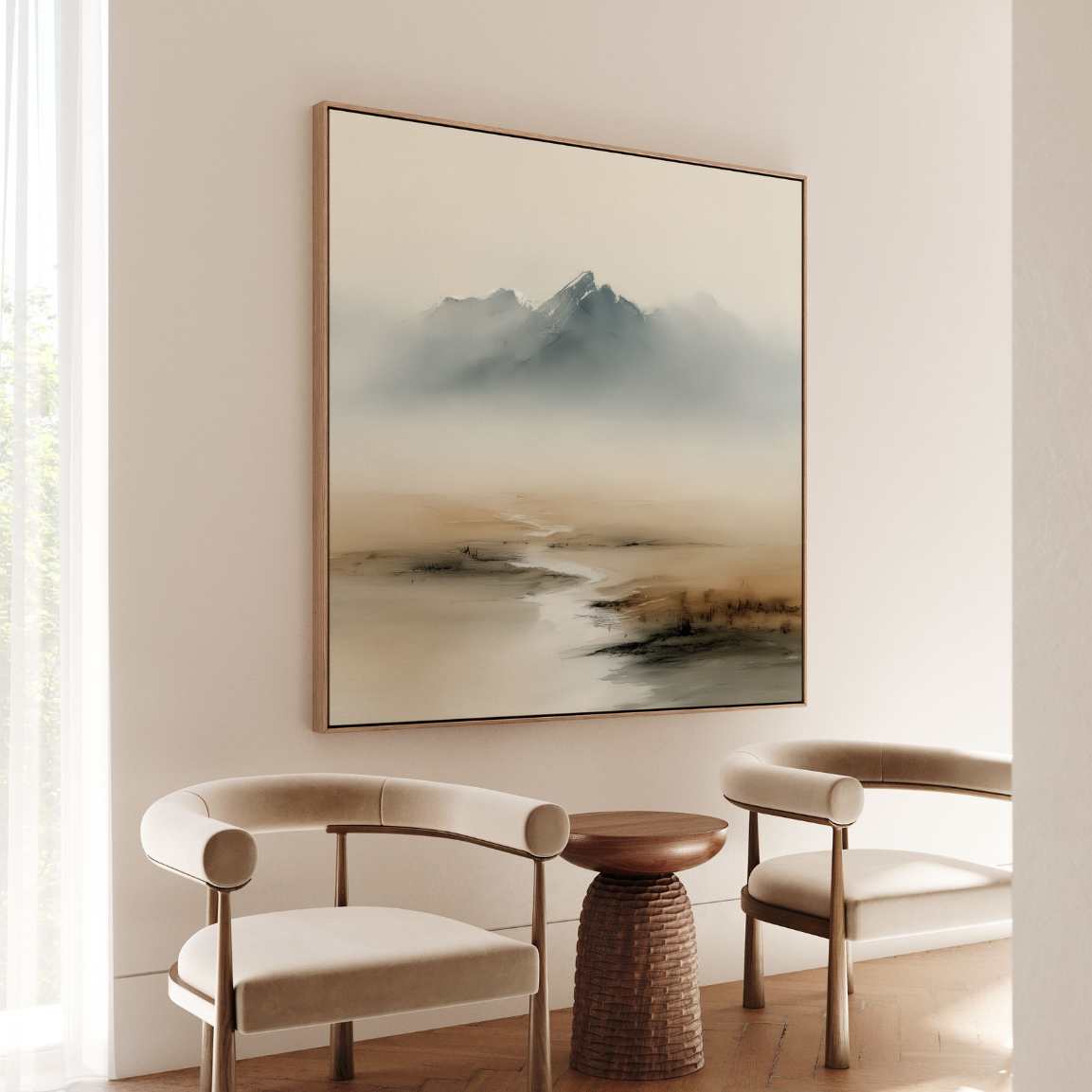 Framed Canvas Print Japandi Mountains