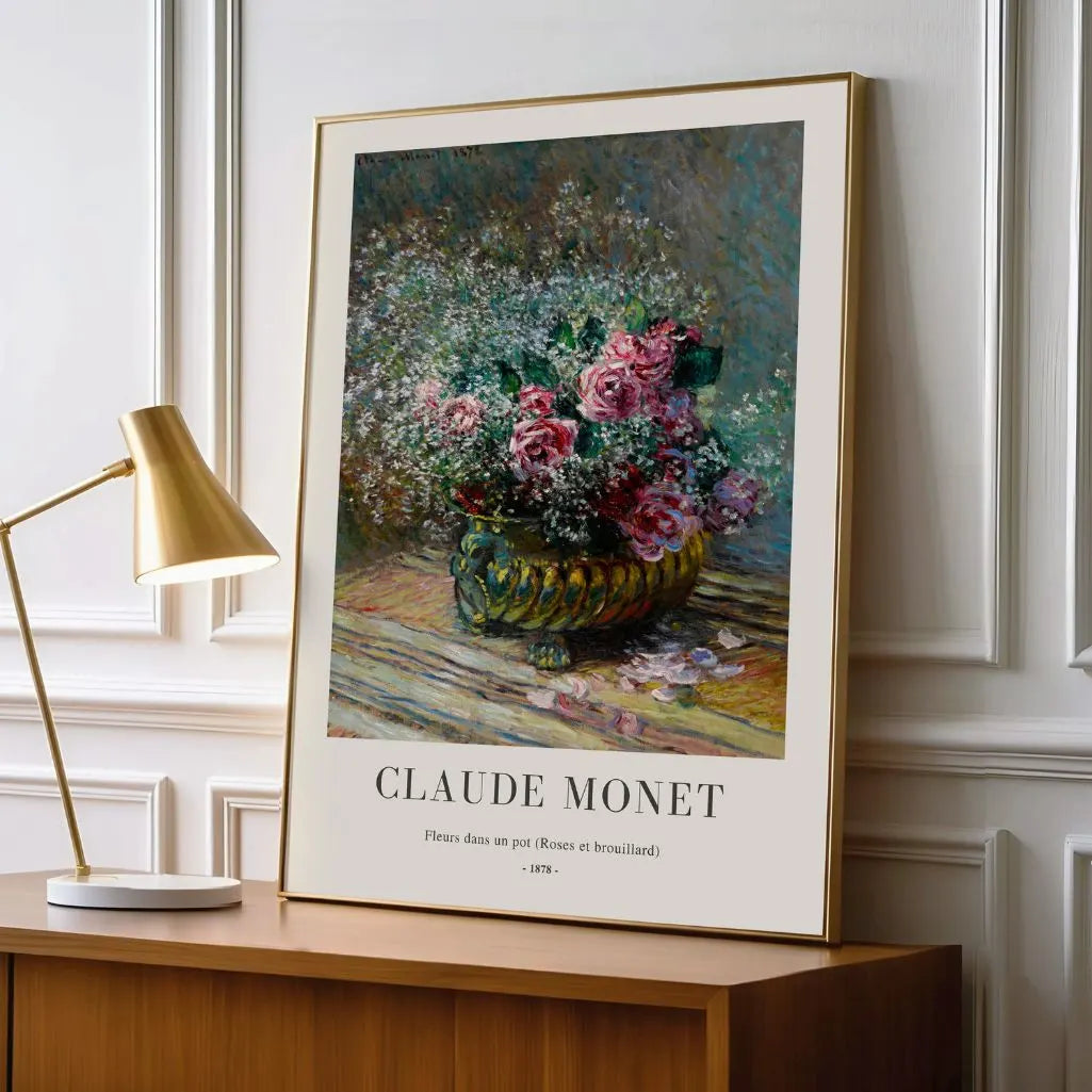 Jacques Monet Roses Monet Print – Romantic Floral Wall Art in Soft Light – Elegant Calm for ...