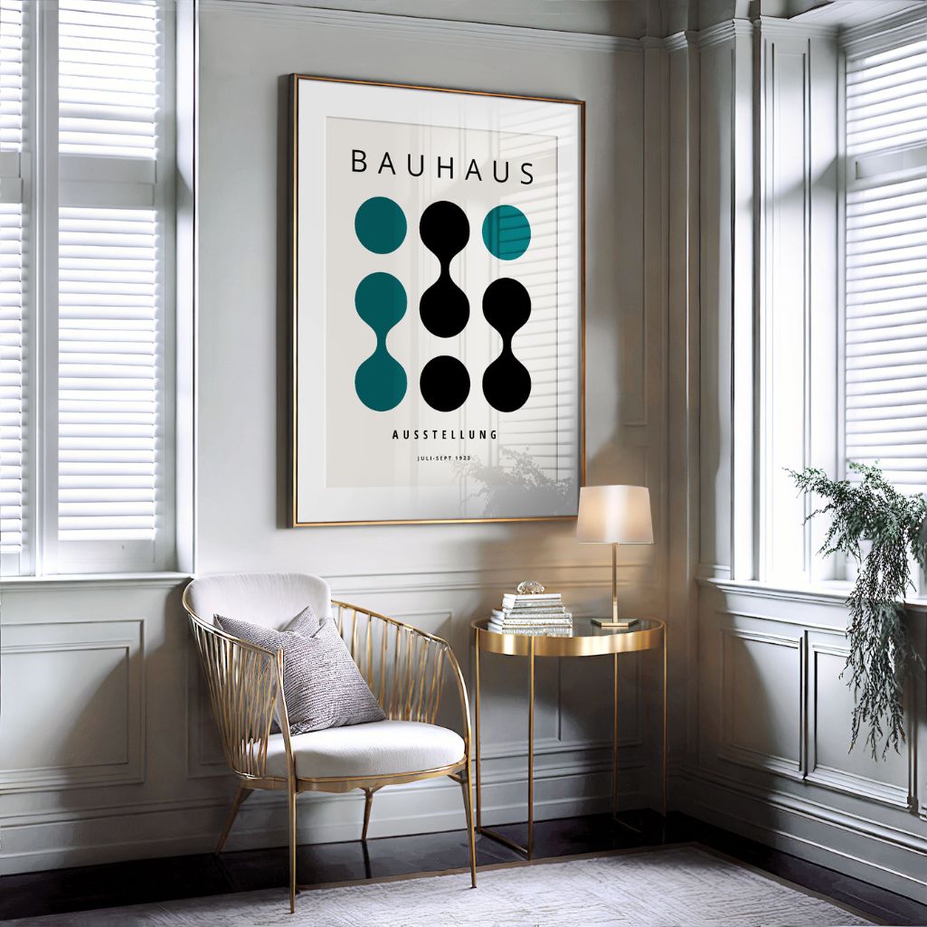 Bauhaus Turquoise & Black Composition Poster