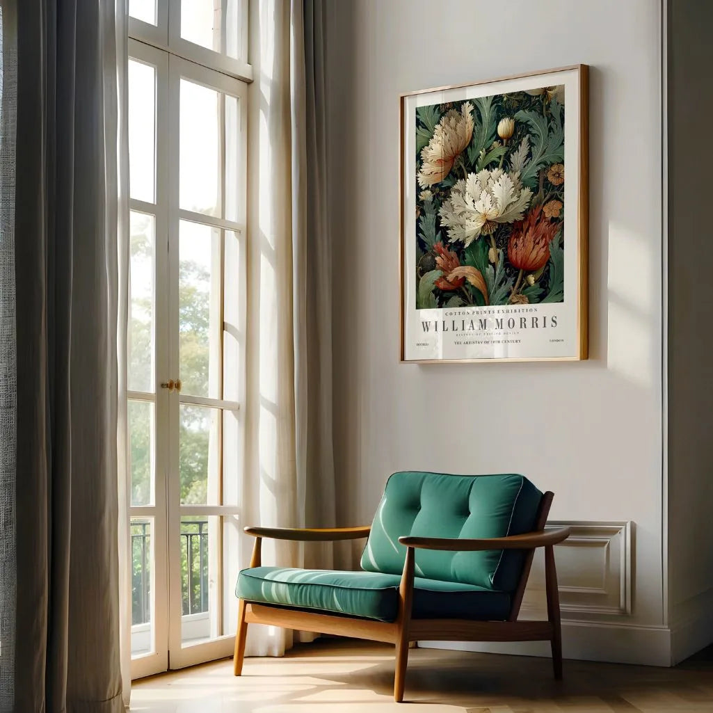 William Morris Cream and Red Flowers Poster