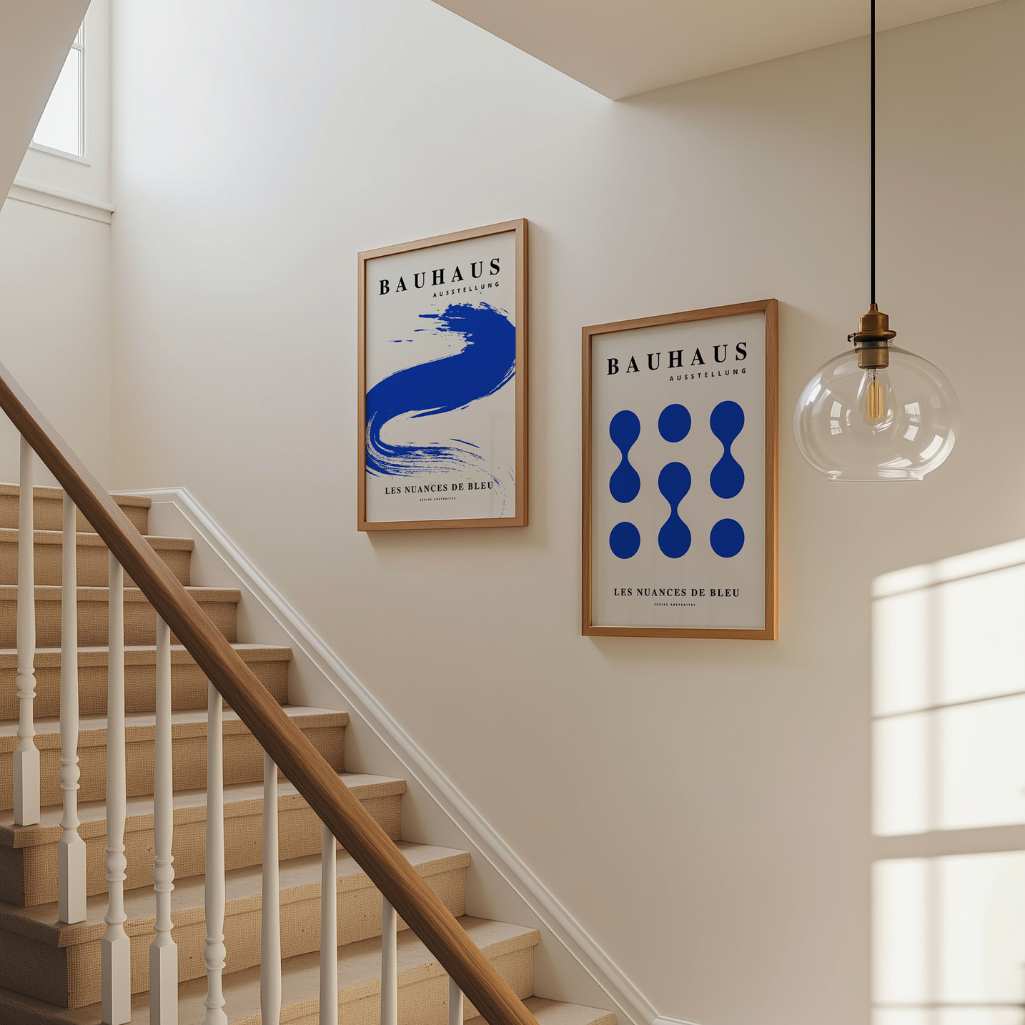 Blue Bauhaus Poster Set of 2