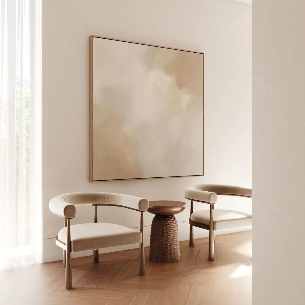 Framed Canvas Print Beige Abstract