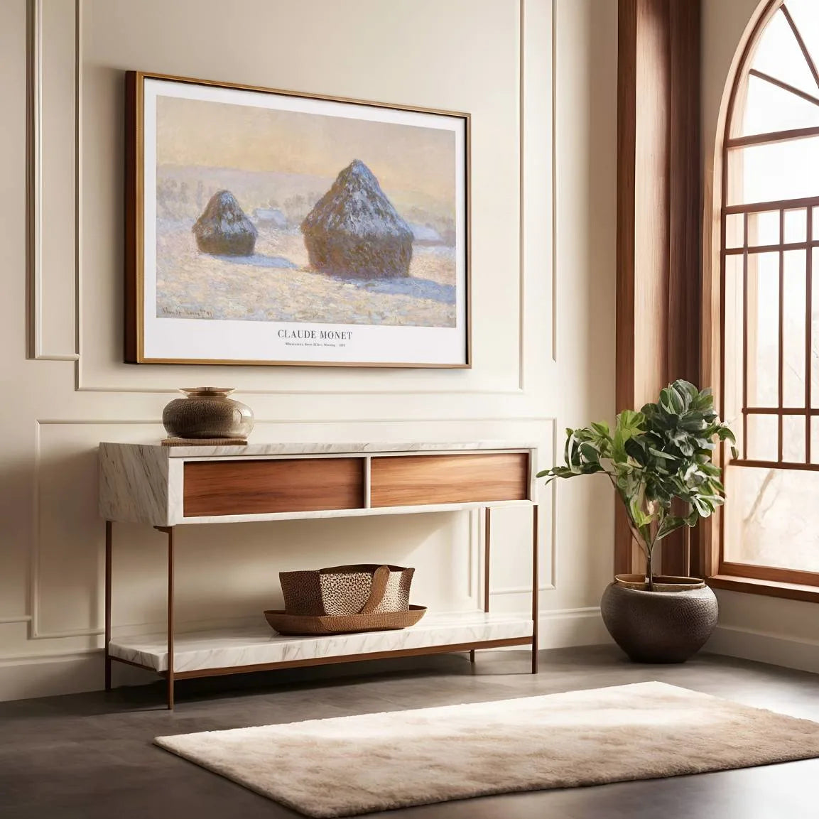 Claude Monet Wheatstacks Snow Morning Poster