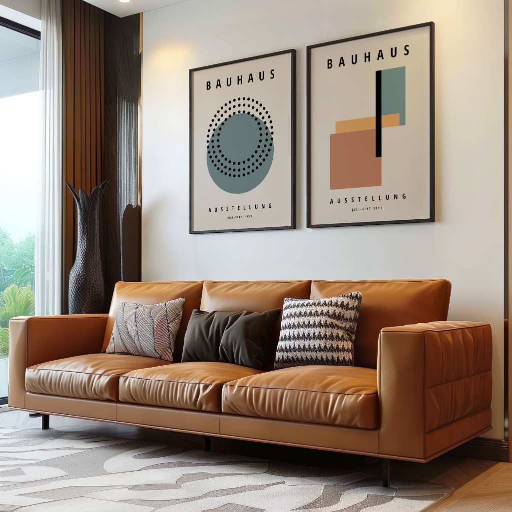 Bauhaus Green and Terracotta Poster Set of 2
