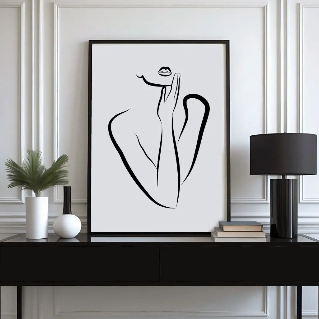 Whisper of Emotions Female Line Art Poster