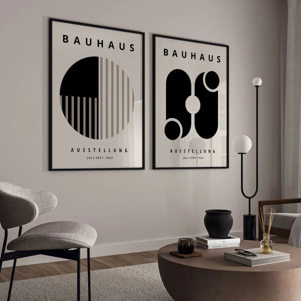 Bauhaus Monochrome Harmony Set of 2 Posters