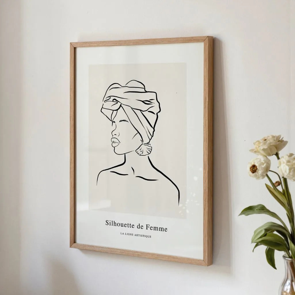 Line Art Woman in Turban Poster