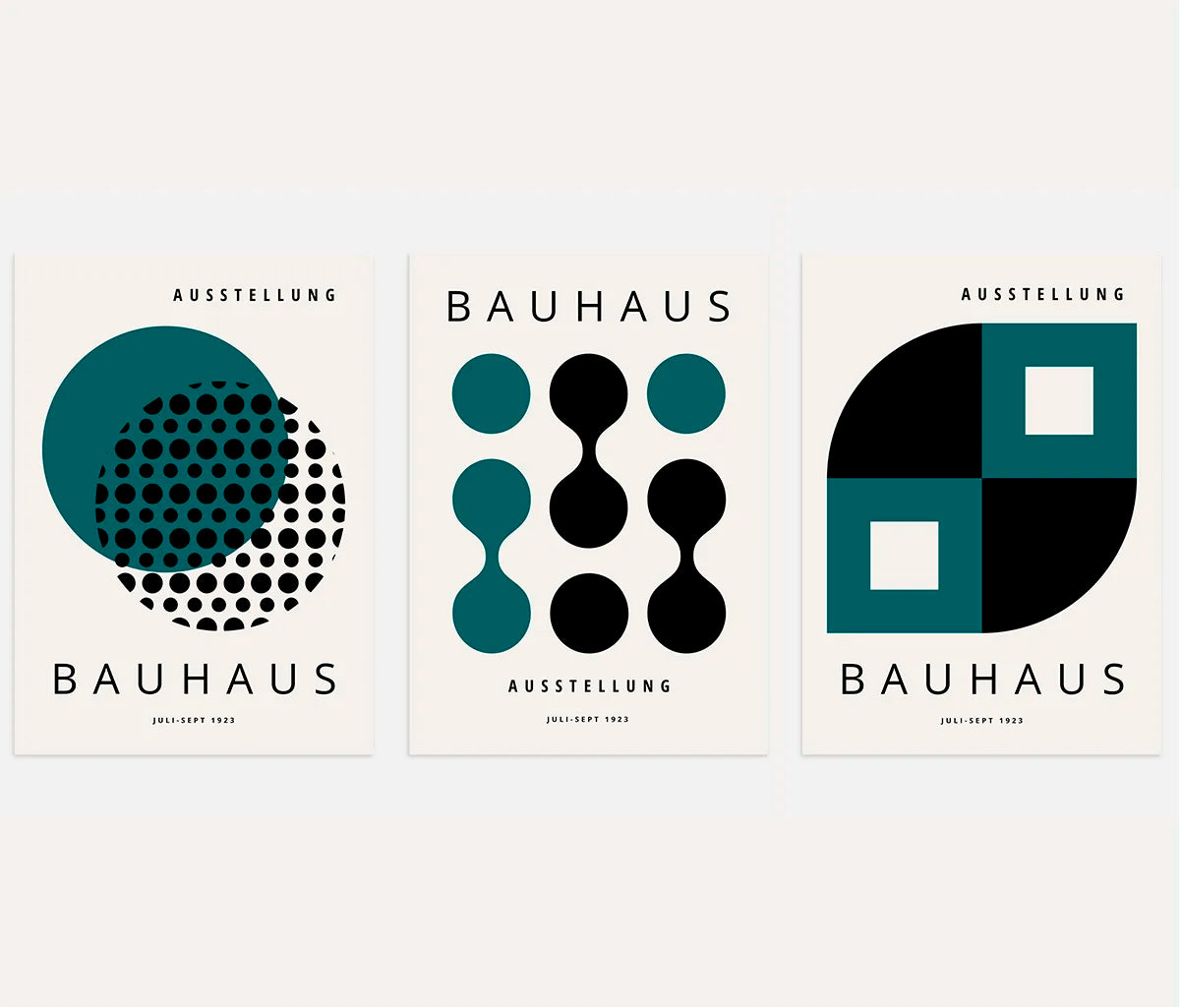 Bauhaus Weimar Green Contrast Set of 3 Posters