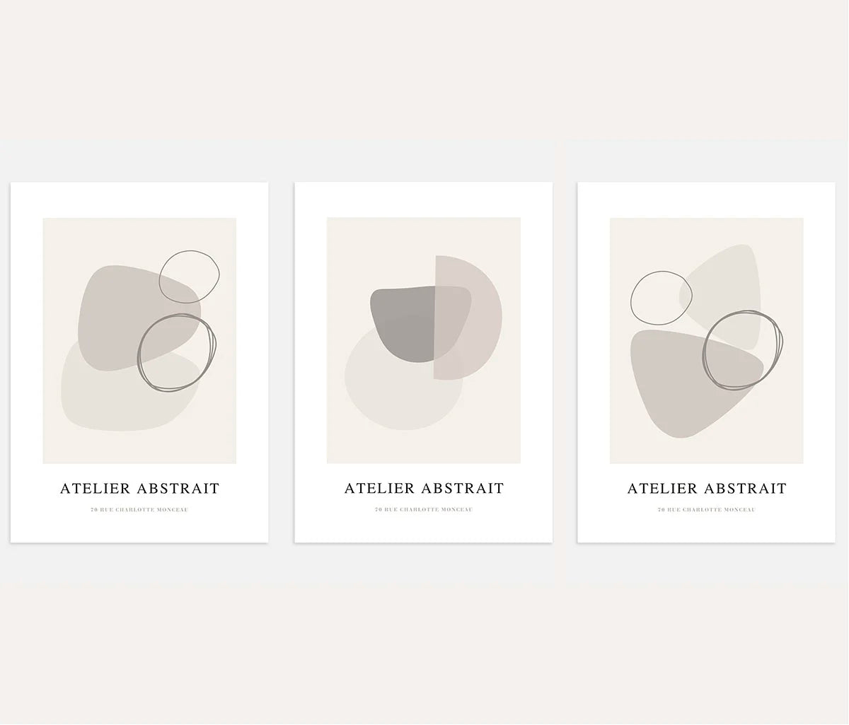 Minimalist Abstract Art Prints - Set of 3 Neutral Modern Wall Art