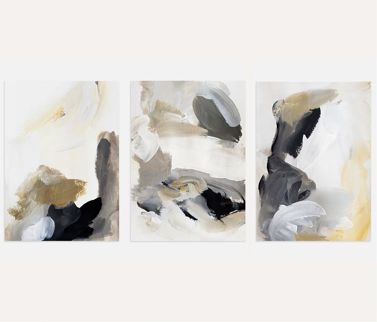 Neutral Abstract – Set of 3 Abstract Art Prints - Modern Minimal Paintings