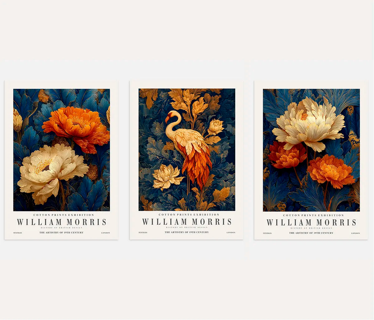 Flamingo & Floral Ornaments – Set of 3 Posters