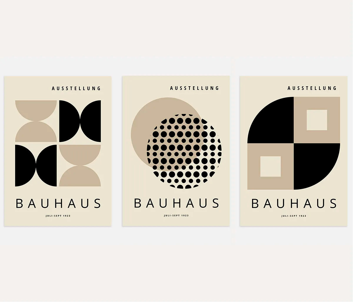 Bauhaus Weimar Beige Contrast Set of 3 Posters