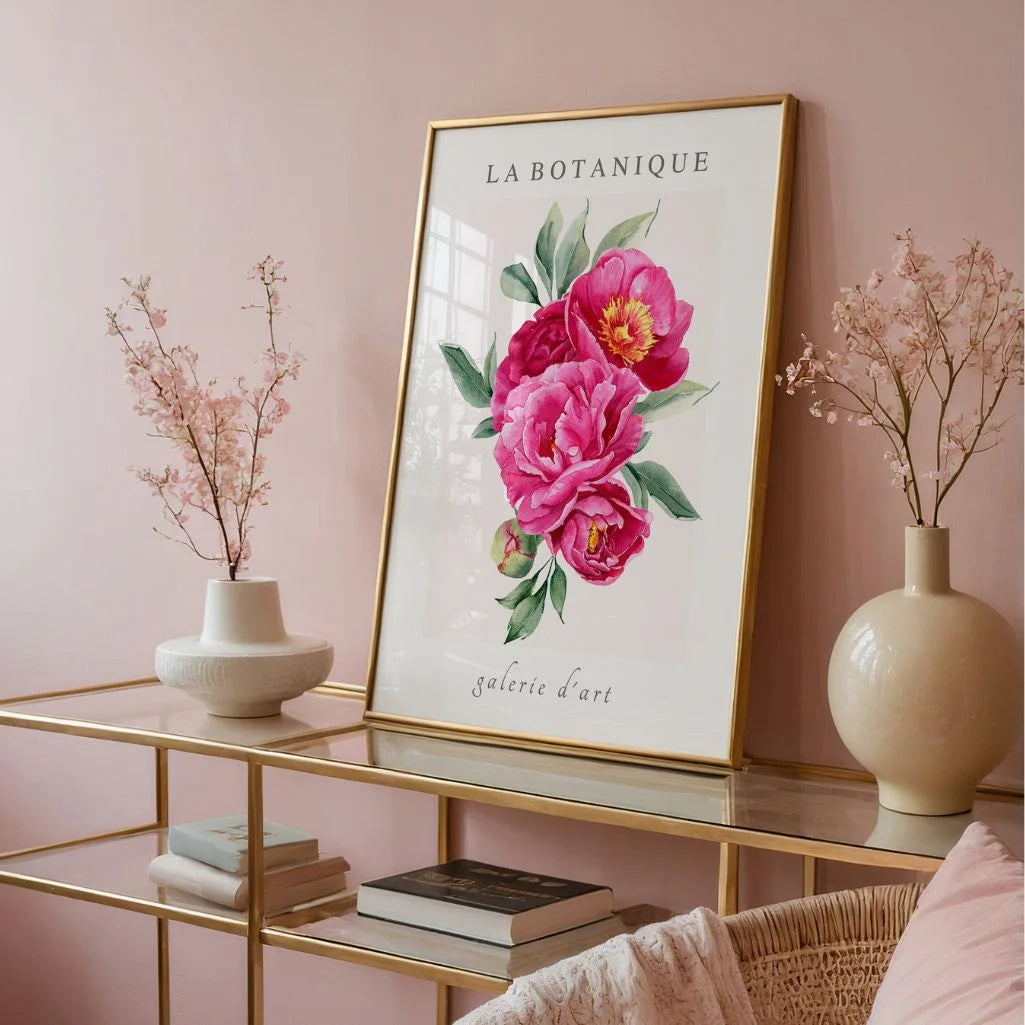 Pink Peony Bouquet Watercolour Poster