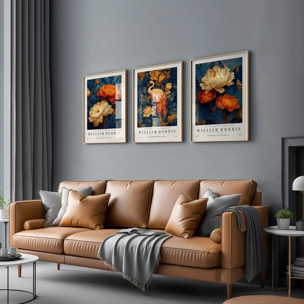 Flamingo & Floral Ornaments – Set of 3 Posters