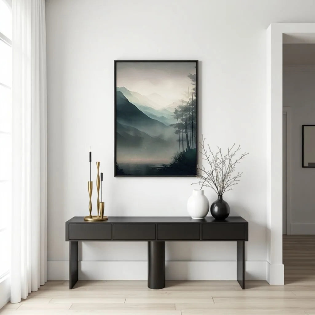 Foggy Mountain Ridges Poster