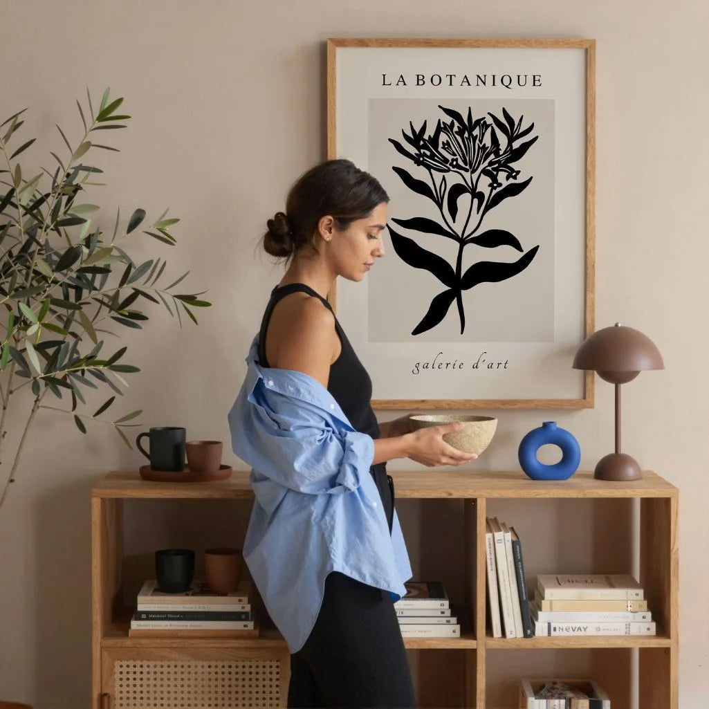 Black Botanical Flowers Poster