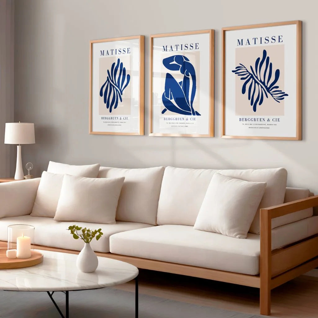 Henri Matisse Navy Beige Set of 3 Posters