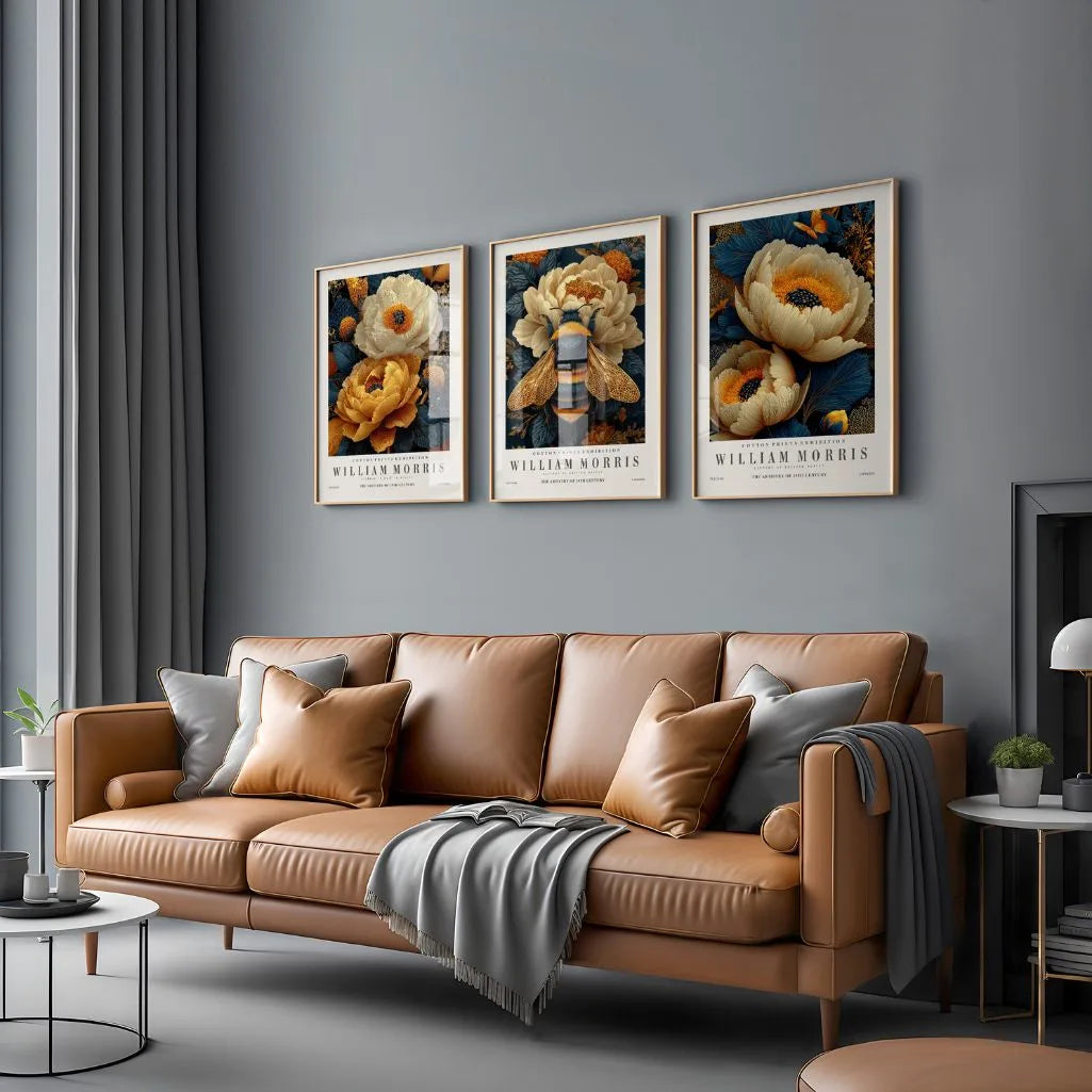 Golden Floral Nature – Set of 3 Posters