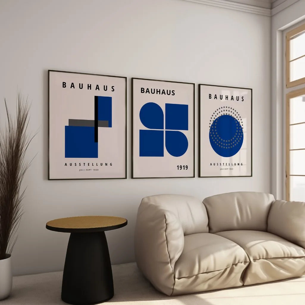 Bauhaus Weimar Navy Pulse Set of 3 Posters