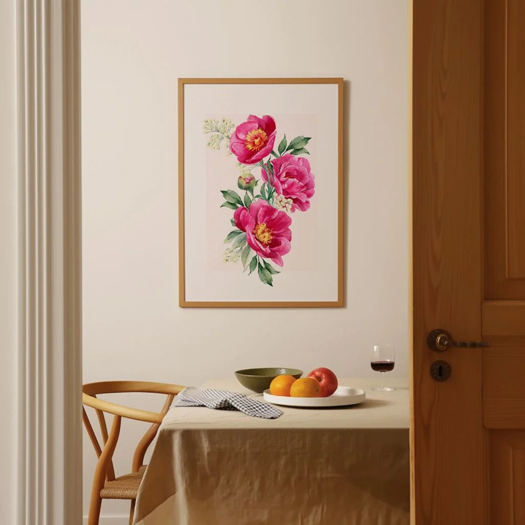 Pink Peonies Watercolour Poster