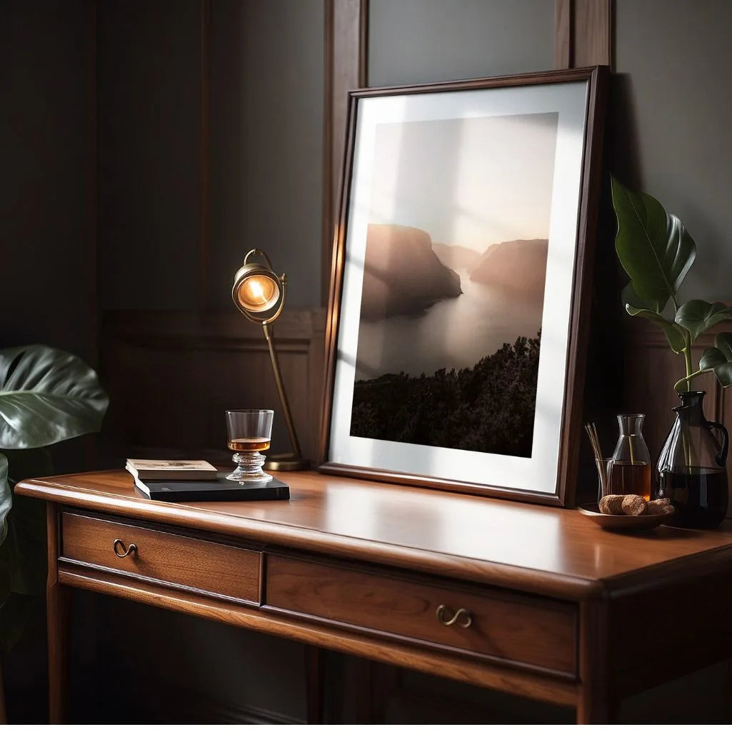 Golden Fjord at Dawn Poster