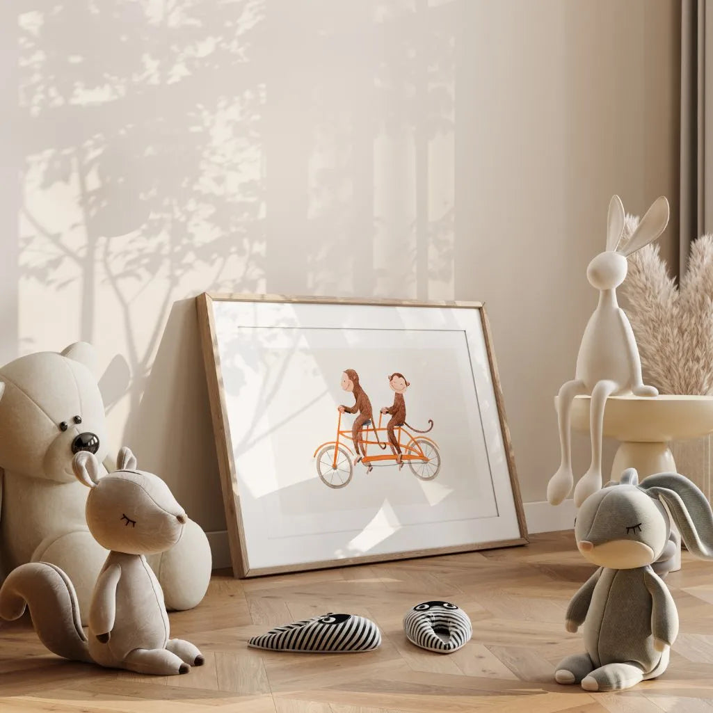 Monkeys on a Tandem Bike Poster
