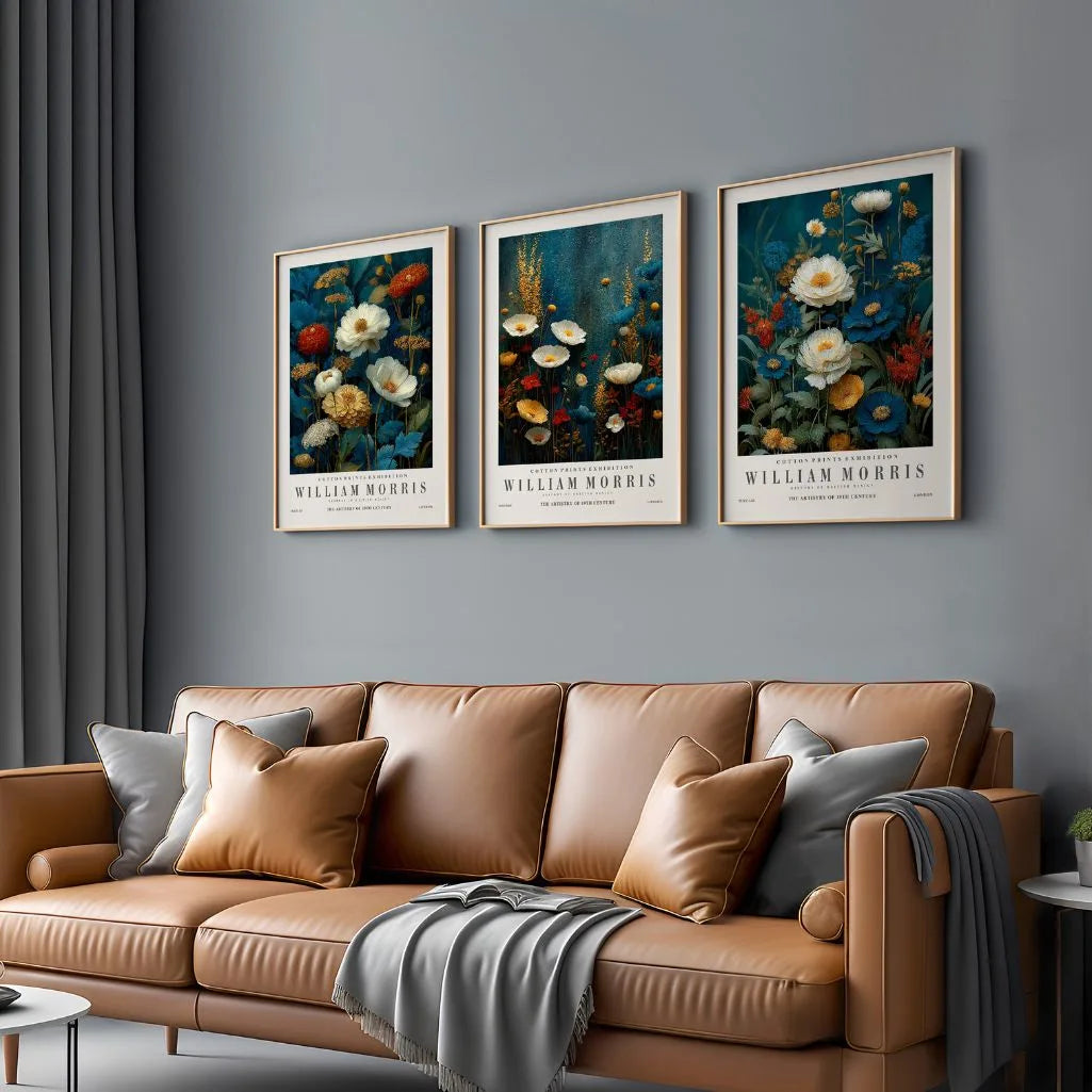 William Morris Inspired Florals – Set of 3 Posters