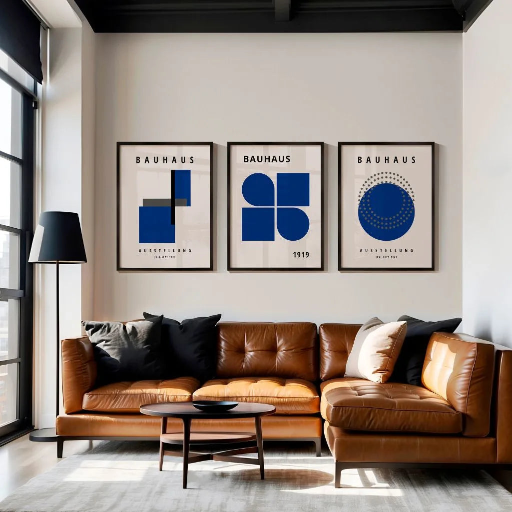 Bauhaus Weimar Navy Pulse Set of 3 Posters